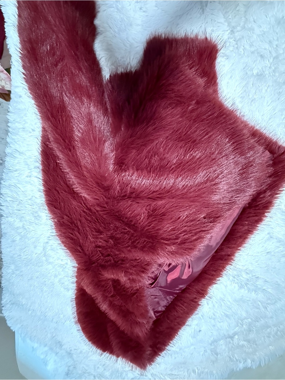 Lux Faux Fur Scarf Wrap in Deep Berry